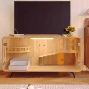 Villa de luxe pour chat d'intérieur, condo en bois pour chat avec roulettes pour salon, maison en bois pour chat personnalisée, vente en gros - Product Image 4