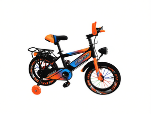 Bicicletta per bambini Hyf B9 da 16 pollici con telaio in metallo per bambini dai 5 ai 7 anni con rotelle e portapacchi posteriore - Product Image 1