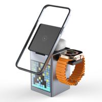 Nieuw 6-in-1 draadloos oplaadstation voor iPhone, magnetische draadloze oplader voor oordopjes, iWatch met wekker en speaker
