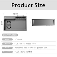 Évier de cuisine rectangulaire simple encastré en acier inoxydable 304, fait main, étanche, de style ferme, moderne et luxueux, pour usage commercial Vbosr