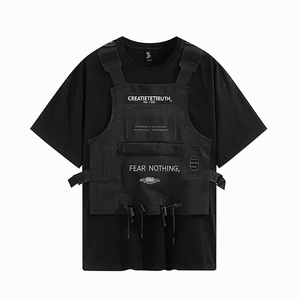 เสื้อยืดวินเทจแบบสตรีทแวร์สีเทาเสื้อยืดครอปสองชั้น - Product Image 2