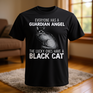 T-shirt con gatto nero e citazione dell'angelo custode per gli amanti dei gatti - Product Image 3