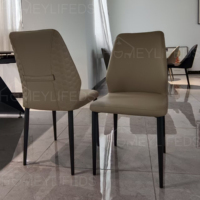 Chaise de salle à manger moderne en cuir PU avec pieds en métal, dossier haut, chaise d'appoint rembourrée pour restaurant, mobilier d'hôtel
