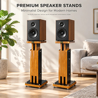 Supports d'enceintes réglables en MDF, socle d'enceintes à isolation antichoc, double finition pour enceintes HiFi et enceintes de monitoring