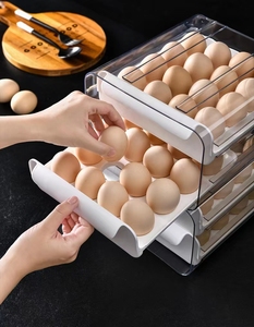 Hộ gia đình rõ ràng nhựa giữ trứng đồ dùng nhà bếp trứng lưu trữ tổ chức 2 lớp ngăn kéo Stackable BPA miễn phí máy rửa chén trình bày - Product Image 4