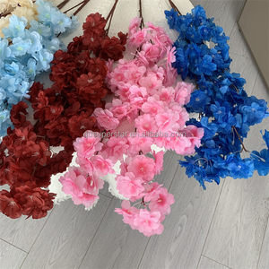 B-126 cưới anh đào giả Hoa Nhân Tạo Hoa Phong Cách Mới Sakura 3 cành đơn hoa anh đào 3 lớp màu hồng đậm - Product Image 5