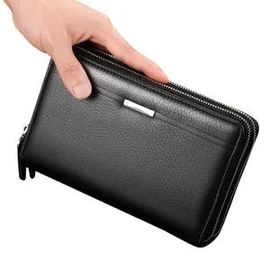 Men's Bag Multiple Card Slots Men's Clutch Double Zipper Long Wallet Business Clutch Men's Briefcase Handbag