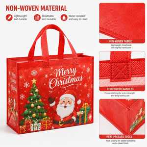 Custom Christmas Non Woven Tote <b>Bag</b> <b>Reusable</b> for Holiday Member Appreciation Gift Xmas VIP Loyalty Reward with Logo Print - Product Image 2