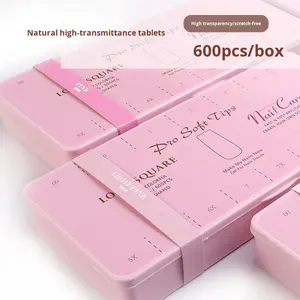 Puntas <span class=keywords><strong>de</strong></span> Uñas Postizas PMMA <span class=keywords><strong>de</strong></span> Media Cobertura, Forma Almendrada, en Caja <span class=keywords><strong>de</strong></span> 600 Piezas, Color Nude, Ultrafinas, Adhesivos Invisibles - Product Image 2