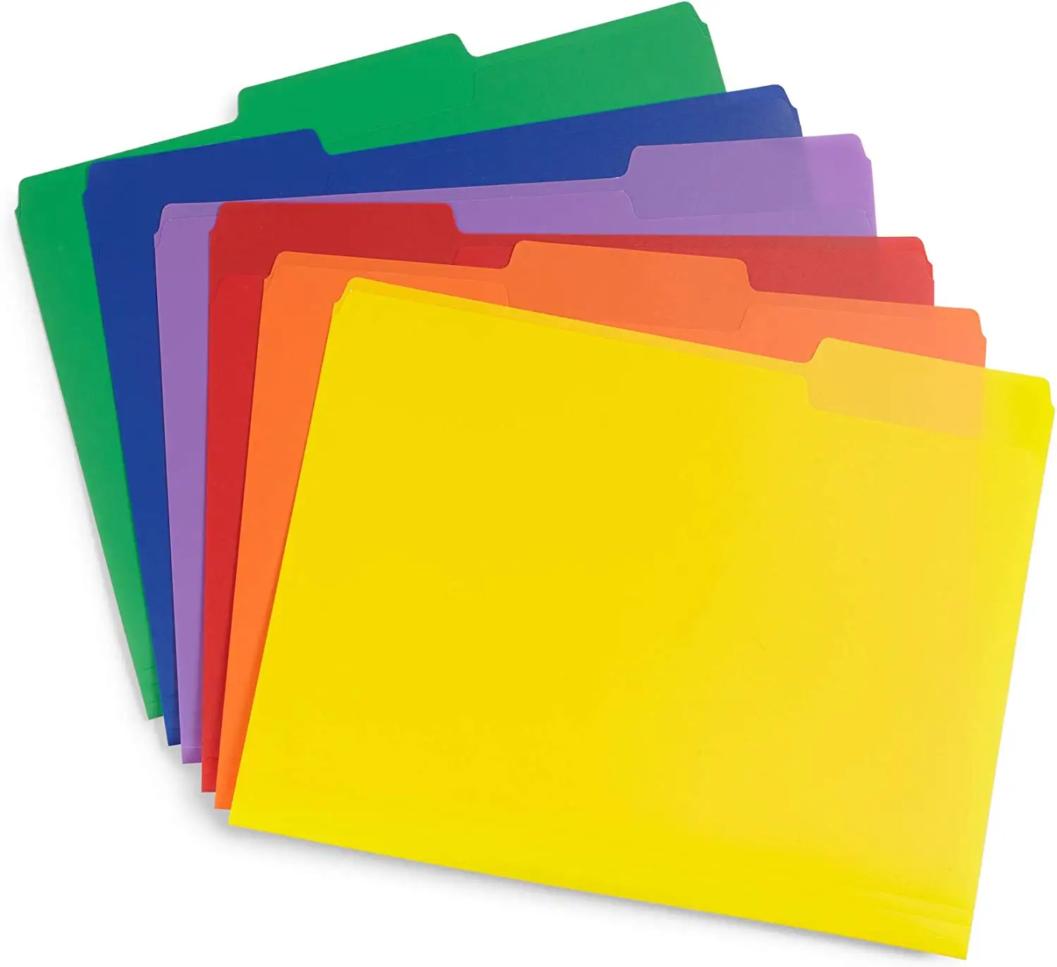 Hot selling Plastic 3 Tab Letter Size Multi Colored 1/3-Cut Tab File Folder
