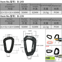Mousqueton tactique classique en plastique écologique pour la randonnée et le camping, boucle en D, accessoires et pièces spéciales pour sacs