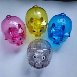 กล่องออมสินพลาสติกใสรูปหมู สีตามสั่ง ได้รับการรับรองมาตรฐาน EN71 - Product Image 1