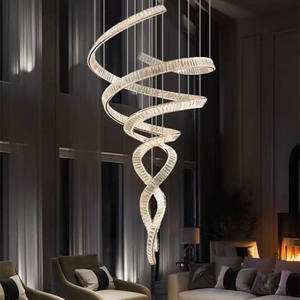 Hiện đại khách sạn sang trọng Duplex xây dựng tùy chỉnh Treo Đèn Xoắn Ốc Đèn Chùm Pha Lê cho biệt thự cầu thang - Product Image 1