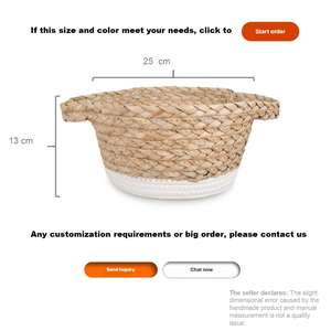 Cesta de Almacenamiento Tejida a Mano con Cuerda de Algodón, Jacinto de Agua Natural y Pasto Marino, Personalizable, para Productos Naturales - Product Image 4