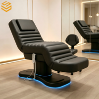Table de massage électrique portable polyvalente à 3 moteurs avec base LED, lit de traitement professionnel pour SPA et salon de beauté, tabouret inclus