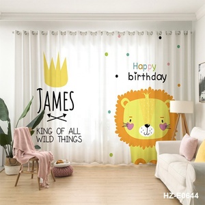 <span class=keywords><strong>Tende</strong></span> Trasparenti con Stampe Digitali per Camere dei Bambini, Motivi di Animali Cartoon, Design per Finestre - Product Image 1