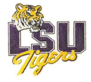 Chất Lượng Cao Bóng Đá Màu Tím Vàng Sequin <span class=keywords><strong>Lsu</strong></span> Hổ Thêu Vá Lớn Sắt Trên Dễ Thương Thiết Kế Phụ Kiện Quần Áo - Product Image 3