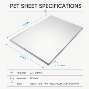 Feuille de PET transparente de 3 mm à 5 mm d'épaisseur, certifiée CE, brillante, gaufrée, diffuseur de lumière, anti-buée, remplacement de verre, découpe - Product Image 2