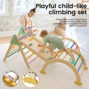 CZFIT Montessori Wooden Educational Rainbow Climbing <b>Frame</b> Indoor Playground Kids Activity Climber Ladder Swing Slide <b>Play</b> - Product Image 4