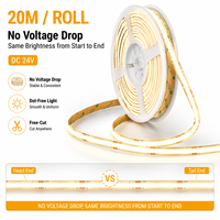 Bande LED COB à alimentation simple à courant constant 20m 24V 48V, ruban ultra long dimmable en continu pour éclairage architectural