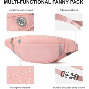 Sac banane de sport en nylon imperméable, nouveau style, compatible écouteurs, pour hommes et femmes, idéal pour la course en extérieur - Product Image 3