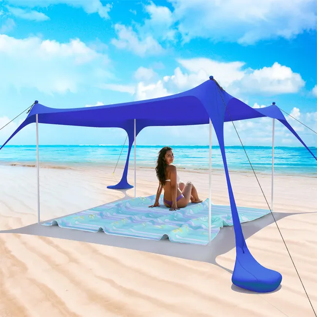Kerai tenda pantai Film kanopi kerai, Payung pantai pelindung terik matahari musim panas, terpal tenda vertikal untuk berkemah di pantai