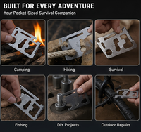Carte multi-outils EDC en acier inoxydable, outil de survie 12-en-1 avec règle, ouvre-bouteille et tournevis pour le camping en plein air