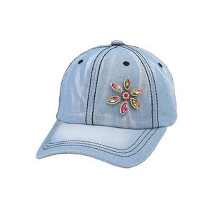 Nouvelle casquette de baseball en jean tendance automne, motif tropical, coupe-vent, décorée de diamants colorés, pour couple - Product Image 1