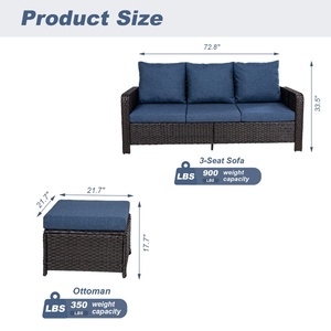 Divano <span class=keywords><strong>da</strong></span> Esterno Modulare a 3 Posti in Rattan PE Resistente alle Intemperie con Cuscini Impermeabili per Conversazione all'Aperto - Product Image 5