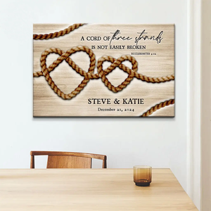 <span class=keywords><strong>Écclesiaste</strong></span>s 4:12 « Un cordon à trois brins » - Tableau mural personnalisé en toile avec nom pour décoration de mariage chrétien et de la maison - Product Image 1