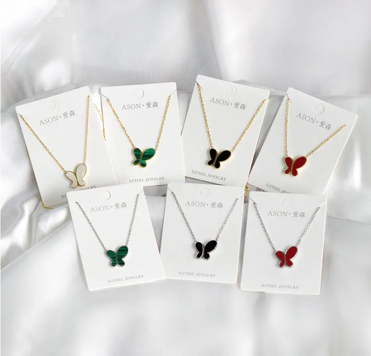 Livraison gratuite bijoux en acier inoxydable plaqué nouvelles femmes Design bijoux papillon pendentif collier cadeau chaîne fête