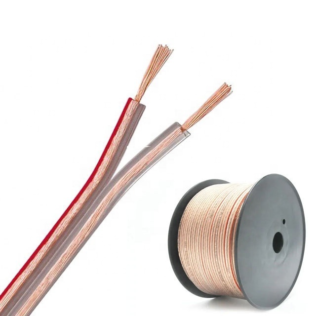 Twin Core Flat Ribbon OFC Speak Cable Wire Pure Copper Stereo Audio 2 Core Transparent bc ofc Speaker Cables