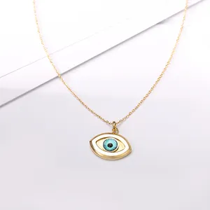 蓝角眼石吊坠项链时尚风格不锈钢金铑订婚周年纪念特色钻石珍珠