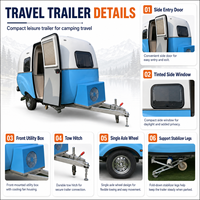 Mini-caravane personnalisée Maiche, petite caravane tout-terrain, caravane de camping, caravane de voyage standard australienne, 2 personnes, bleue, à vendre