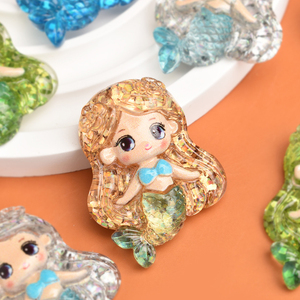 Cute Resin <b>Mermaid</b> Charm Miniatures Craft <b>Accessories</b> for Making Jewelry Hairpin Brooch DIY Handmade Mobile Case Fridge Magnet - Product Image 4