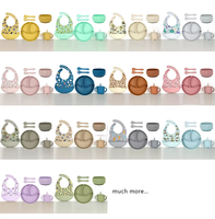Assiettes pour tout-petits, 6 pièces, en silicone de qualité alimentaire, avec ventouse, assiette divisée, sans BPA, durable, motif de dessin animé, ensemble pour l'autonomie alimentaire du bébé
