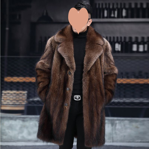 Cappotto Lungo in Ecopelliccia da <span class=keywords><strong>Uomo</strong></span> con Design Integrale e Lussuoso Tono <span class=keywords><strong>Marrone</strong></span> per l'Eleganza Invernale - Product Image 1