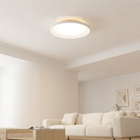 Plafonnier LED avec rétroéclairage ambiant, éclairage haut et bas, lampe à panneau ronde moderne, intensité variable CCT, chambre à coucher, salon, éclairage domestique