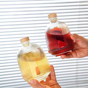 Bouteilles diffuseuses <span class=keywords><strong>de</strong></span> vin et <span class=keywords><strong>de</strong></span> spiritueux rondes en verre transparent scellées avec bouchons en <span class=keywords><strong>bois</strong></span>/verre, vides, pour décantation haut <span class=keywords><strong>de</strong></span> gamme, 500 ml - Product Image 4