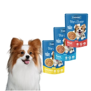 Offre Spéciale FAENBEI 130g Friandises pour Chiens 3 Saveurs Riches en Protéines Sans Céréales Pour Tous Âges Particules de Viande pour Chiens <span class=keywords><strong>Aliment</strong></span> Humide en Sachet - Product Image 1