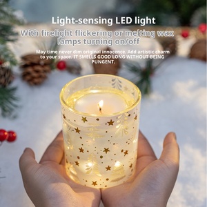 Vente chaude en gros personnalisé luxe intégré sensible à la lumière <span class=keywords><strong>LED</strong></span> Noël cadeaux romantiques décorations de vacances bougies parfumées - Product Image 3