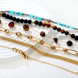 Pulsera de Cadena de Eslabones de Moda, Chapada en Oro de 18k, Acero Inoxidable, Diseño Geométrico, Joyería para Mujer - Product Image 1