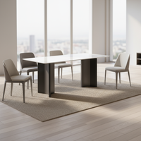 Ensemble table et chaises de salle à manger modernes en marbre et acier au carbone pour petits espaces - Prêt pour la maison et le bureau