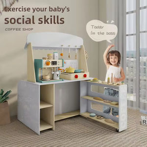 Ensemble <span class=keywords><strong>de</strong></span> <span class=keywords><strong>jeu</strong></span> en bois 2-en-1 Mini Coffee Shop Kitchen DIY Baby <span class=keywords><strong>Role</strong></span>-Playing Cooking Toy Paradise for Girls Boxed Small Shop - Product Image 2