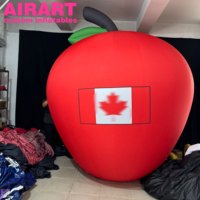 Ballon gonflable géant en forme de pomme rouge avec impression du drapeau canadien, grand accessoire patriotique gonflable pour les célébrations et les défilés du Jour du Canada