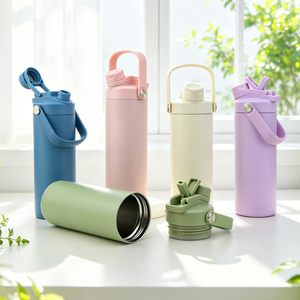 Wholesale Custom Logo Double Wall Vacuum <b>Flask</b> Sports 18oz Stainless Steel Insulated Water Bottle with <b>2</b>-in-1 Chug & Straw Lid - Product Image 1