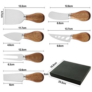 Couverts Cadeau <span class=keywords><strong>Fromage</strong></span> Outil Trancheuse Cutter Râpe <span class=keywords><strong>À</strong></span> <span class=keywords><strong>Fromage</strong></span> Fourchette Épandage Couteau Collection Manche En Acacia 6 Pièces Chesse Couteau Ensemble - Product Image 2