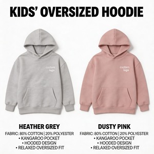 Felpa con Cappuccio per Bambini con Logo Personalizzato, <span class=keywords><strong>Pile</strong></span> Pesante 400gsm, Abbigliamento Casual, Produttore OEM, Fornitore all'Ingrosso - Product Image 2