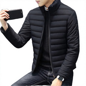 Black Basic Clothing Wholesale Single Breasted Casual Winter Outdoor Ultra <b>Light</b> Silk <b>Shell</b> Polyester Filled Jacket - Product Image 2