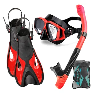 Aloma Set Snorkel menyelam dewasa, versi 2024 perlengkapan Snorkeling masker kacamata selam atasan kering Snorkel dan sirip selam dengan tas perlengkapan